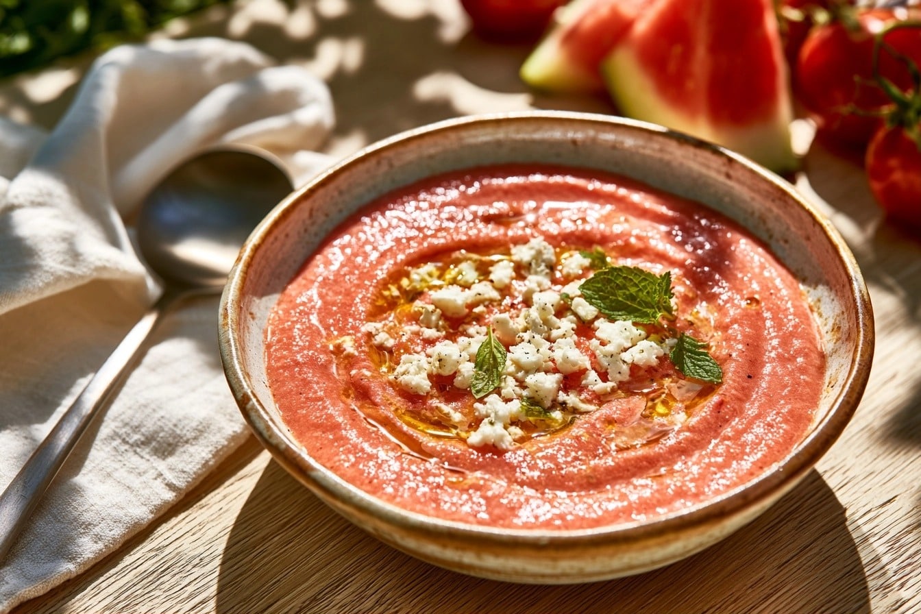 Gaspacho pastèque-tomate-feta : l'entrée estivale ultra-fraîche en 15 minutes — photo 1